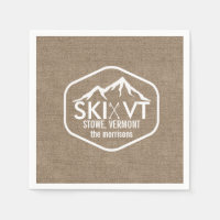 Ski Vermont Stowe Snow Mountain Rustikaler Burlap