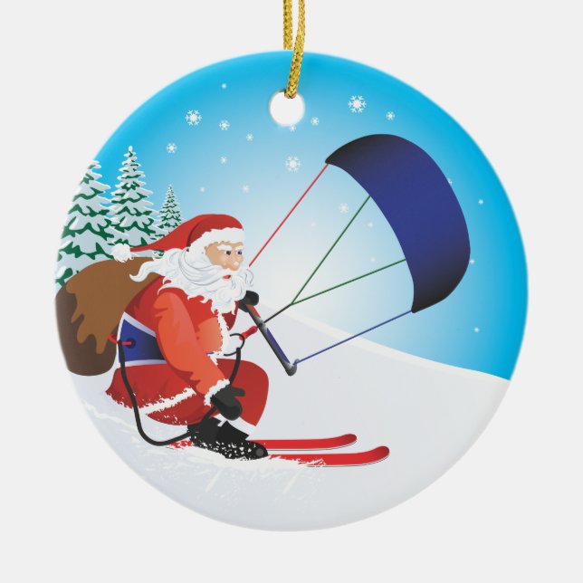 Ski-Verzierung Sankt Snowkite Keramikornament (Vorne)