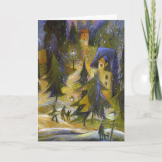 Ski Village Weihnachtskarte Feiertagskarte