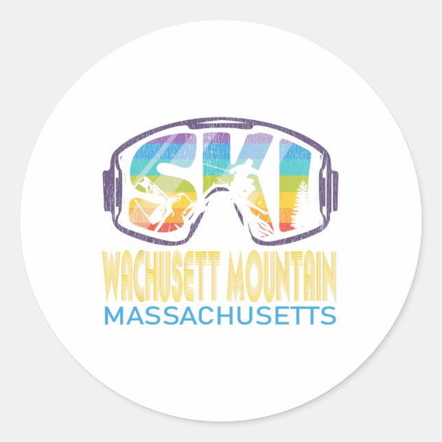 Ski Wachusett Mountain Machusetts Skiing Vacation  Runder Aufkleber (Vorderseite)