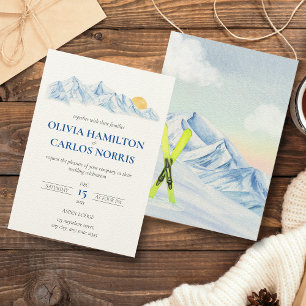 Ski Wedding Wassercolor Bergwelt Landschaft
