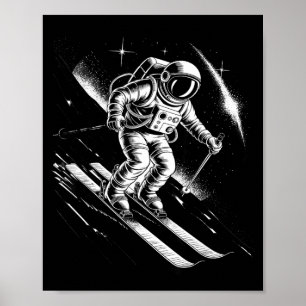 Ski-Weltraum-Wintersport Skifahren lustiger Skifah Poster
