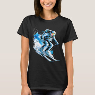 Ski-Weltraum-Wintersport-Skifahren-lustiger Skifah T-Shirt