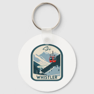 Ski Whistler Retro Vintage Stil Whistler Skifahren Schlüsselanhänger