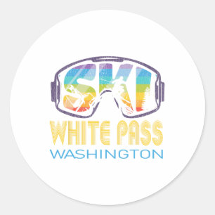 Ski White P Washington Skiurlaub Runder Aufkleber