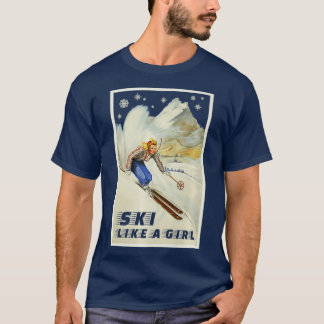 Ski wie ein Girl Skifahren Wintersport Vintag T-Shirt