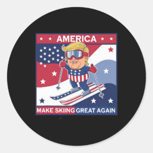 Ski wieder großartig machen Donald Trump auf Ski Runder Aufkleber