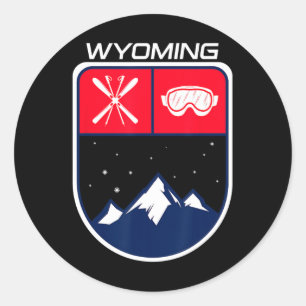 Ski Wyoming Mountain Skipass Skigebiet Skigebiet G Runder Aufkleber