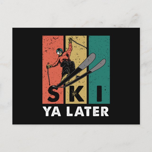Ski Ya Later Retro Skier Winter Sports Skiing Gift Postkarte (Vorderseite)