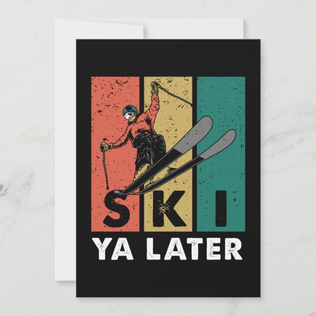 Ski Ya Später Retro Skifahrer Wintersportgeschenk Einladung (Vorderseite)