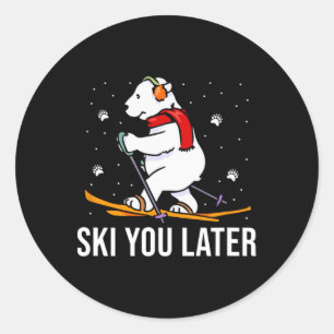Ski You Later - Skifahrender Bär Winterurlaub Weih Runder Aufkleber