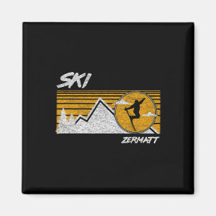 Ski Zermatt Schweiz Retro-Skiing-T-Shirt  Magnet