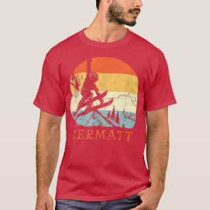 Ski Zermatt, Schweiz Vintag Retroschnee Skifahren T-Shirt