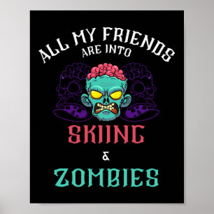 Ski-Zombie-Freunde Schneeberghang Abenteuer Poster