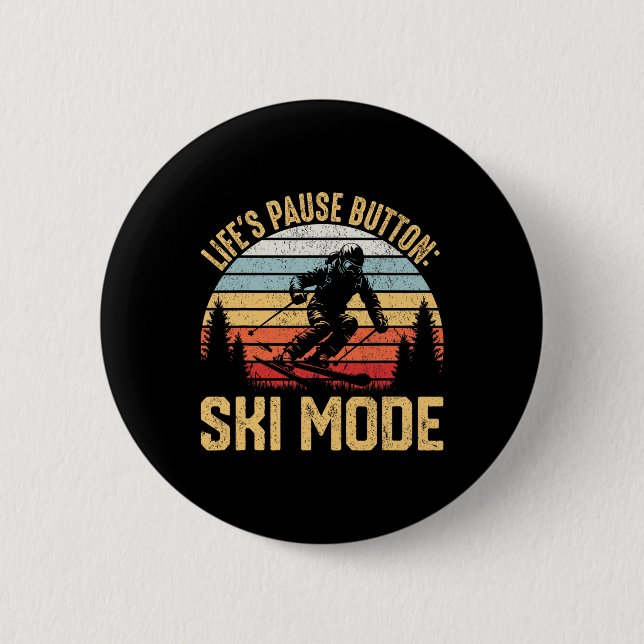 Skiabenteuer-Skifahrer Snowboardfans Button (Vorderseite)