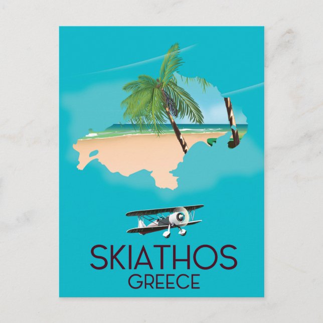 Skiathos Griechenland Reiseplakat Postkarte (Vorderseite)