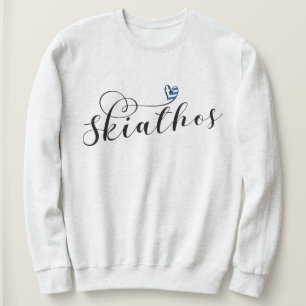 Skiathos Herzdesign mit griechischer Flagge Sweatshirt