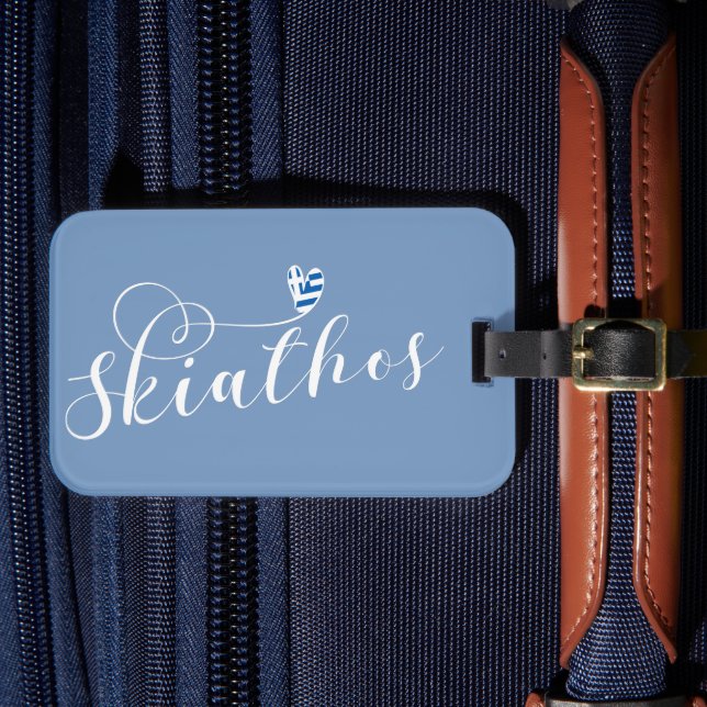 Skiathos mit griechischem Flaggendesign Gepäckanhänger (Vorderseite Insitu 4)