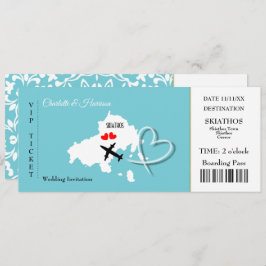 Skiathos Wedding Destination Ticket Boarding Pass Einladung