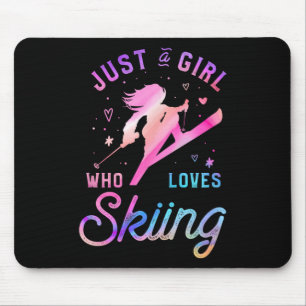 Skiausflug Skifahren Aquarell Mädchen  Mousepad