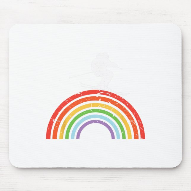 Skiausflug Skifahren Regenbogen  Mousepad (Vorne)