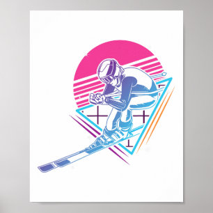 Skiausflug Skifahren Retro Vintage 80er 90er  Poster