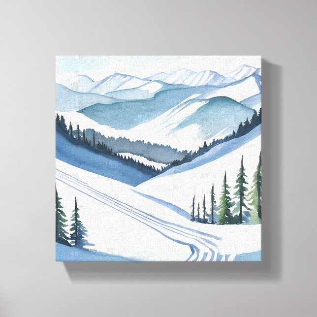 Skiberg Wasserfarbe Leinwanddruck (Vorderseite)
