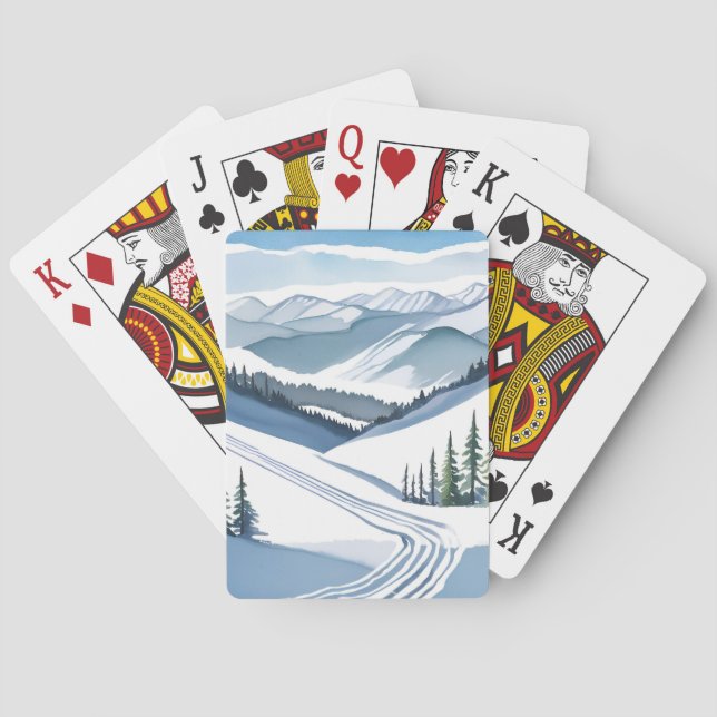 Skiberg Wasserfarbe Spielkarten (Rückseite)