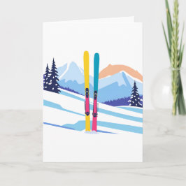 Skiberg Winter Wasserfarben Karte