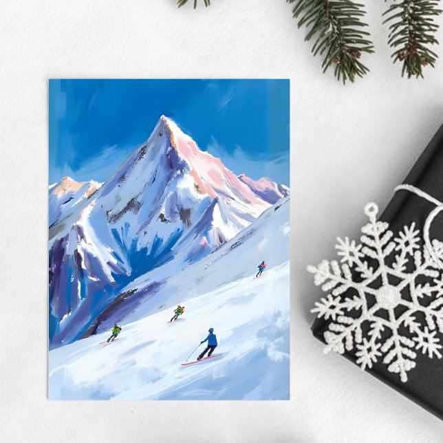 Skiberghänge Winter Aquarell Postkarte (Von Creator hochgeladen)
