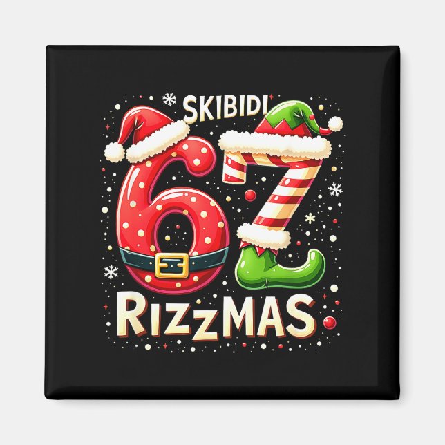 Skibidi 67 Rizzmas Christmas Meme Funny Elf Santa  Magnet (Vorne)