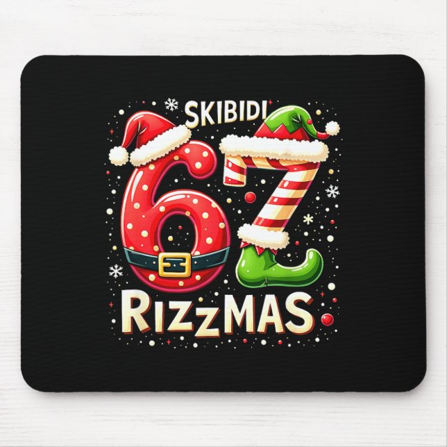 Skibidi 67 Rizzmas Christmas Meme Funny Elf Santa  Mousepad (Vorne)