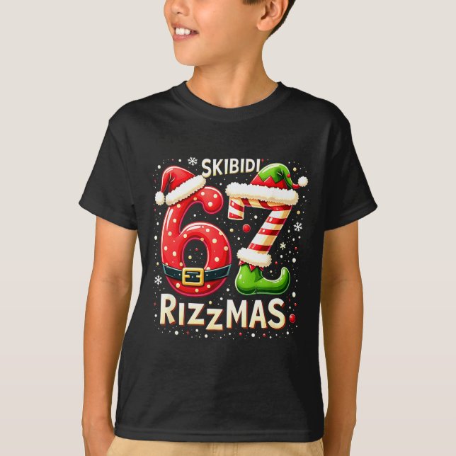 Skibidi 67 Rizzmas Christmas Meme Funny Elf Santa  T-Shirt (Vorderseite)
