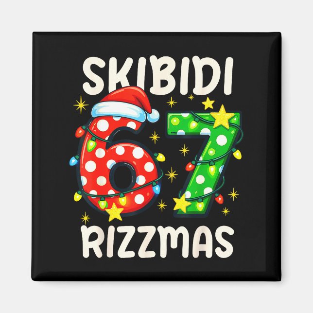 Skibidi 67 Rizzmas Funny Six Seven Meme Christmas  Magnet (Vorne)