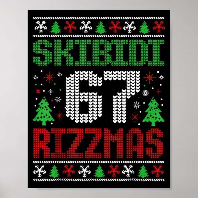 Skibidi 67 Rizzmas Funny Six Seven Meme Christmas  Poster (Vorne)