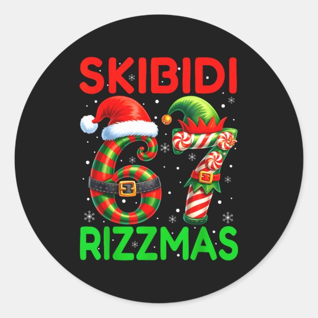 Skibidi 67 Rizzmas Funny Six Seven Meme Christmas  Runder Aufkleber (Vorderseite)