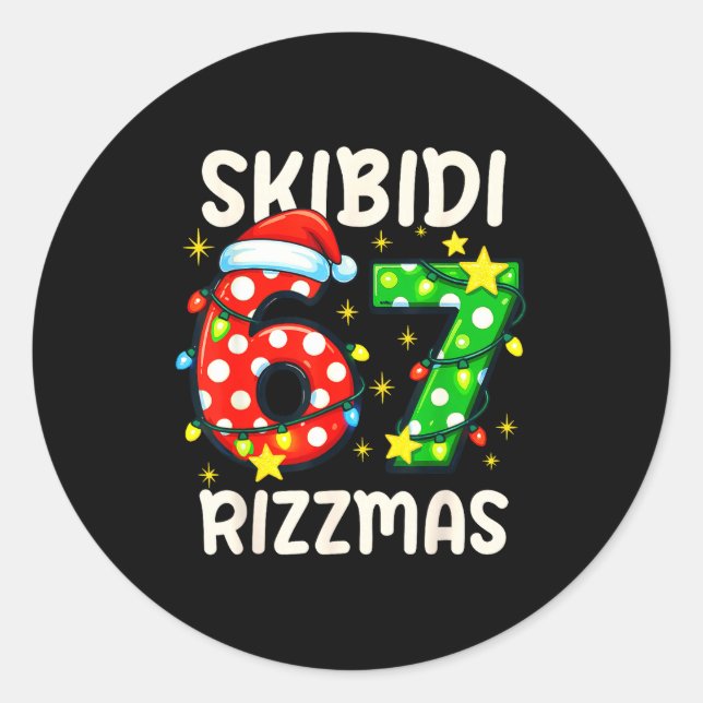 Skibidi 67 Rizzmas Funny Six Seven Meme Christmas  Runder Aufkleber (Vorderseite)