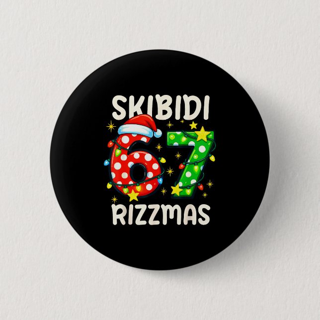 Skibidi 67 Rizzmas Lustiges Sechs Sieben Meme Weih Button (Vorderseite)