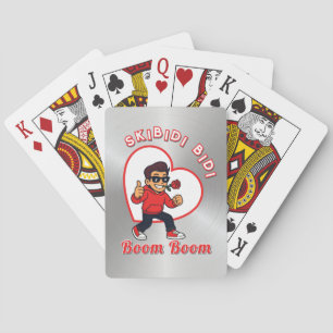 Skibidi Bidi Boom Boom Valentins-Meme - Cartoon Spielkarten