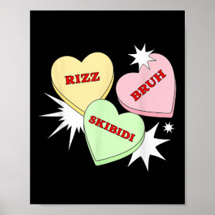 Skibidi Bruh Rizz - Funny Valentinstag Liebe Hear Poster