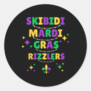 Skibidi Mardi Gras Shirt Boys Funny Mardi Gras for Runder Aufkleber