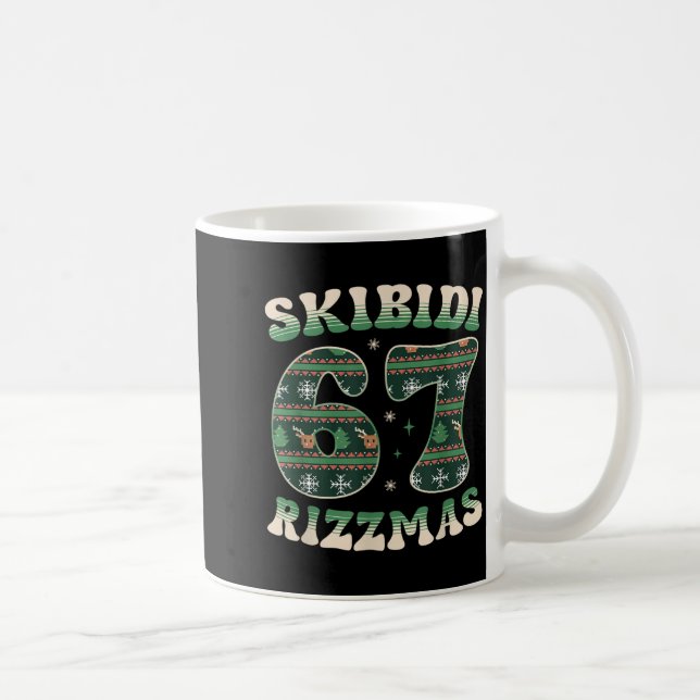 Skibidi Rizzmas 67 Six Seven Meme Ugly Christmas F Kaffeetasse (Rechts)