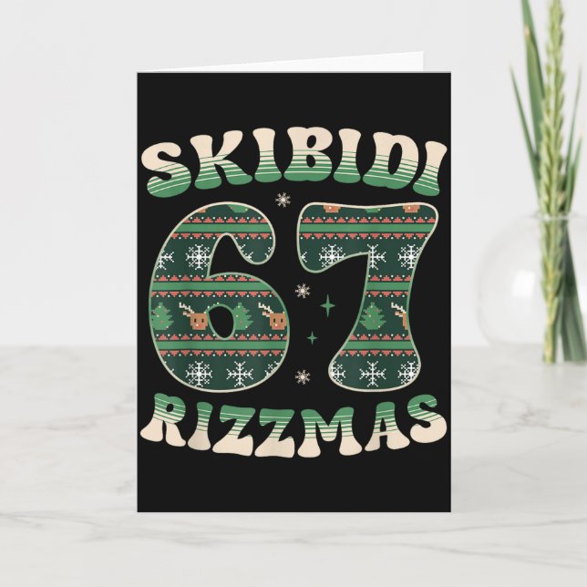 Skibidi Rizzmas 67 Six Seven Meme Ugly Christmas F Karte (Vorderseite)