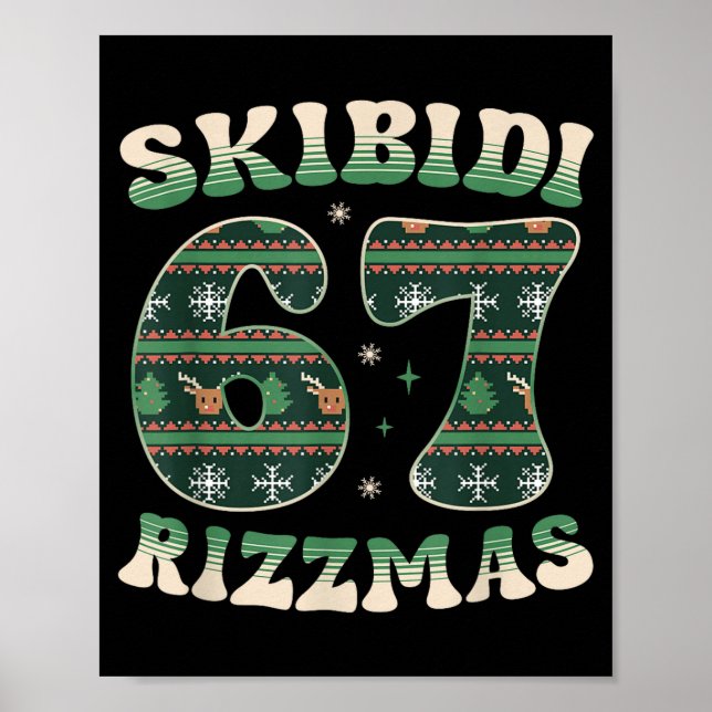 Skibidi Rizzmas 67 Six Seven Meme Ugly Christmas F Poster (Vorne)