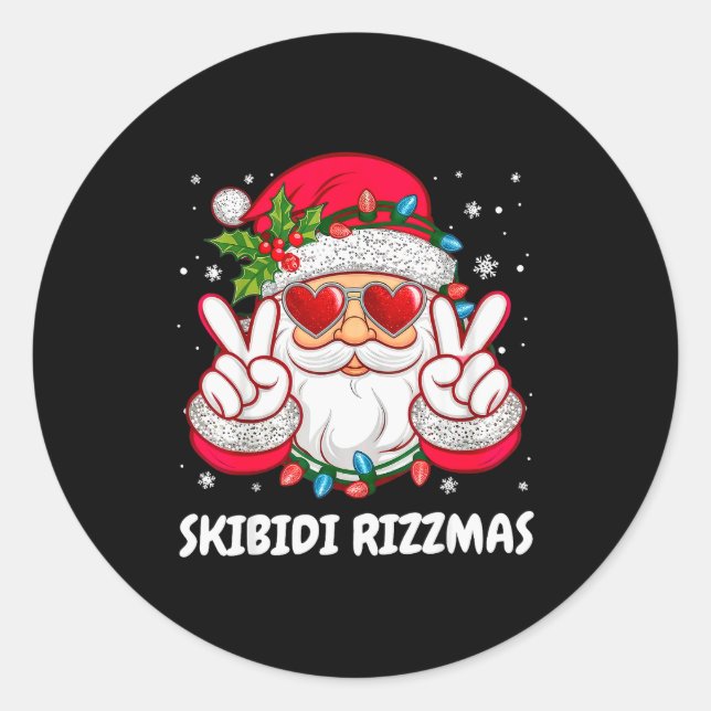 Skibidi Rizzmas Christmas Funny Santa Claus Xmas P Runder Aufkleber (Vorderseite)