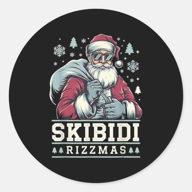 Skibidi Rizzmas Cool Santa Funny Christmas Rizz Ri Runder Aufkleber (Vorderseite)