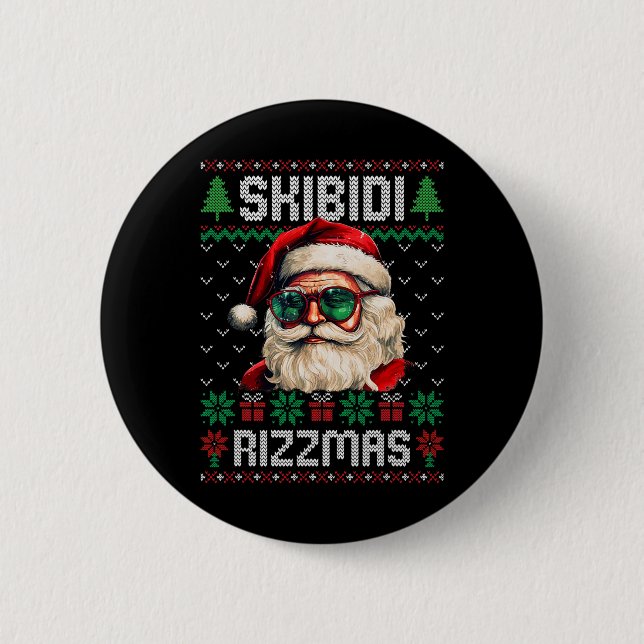 Skibidi Rizzmas Funny Gen Alpha Slang Christmas  Button (Vorderseite)