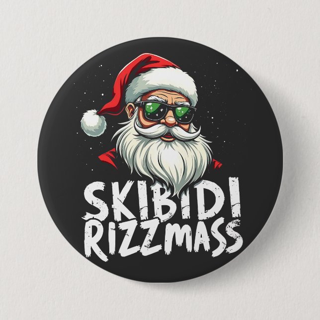 Skibidi Rizzmas Funny Gen Alpha Slang Weihnachten Button (Vorderseite)