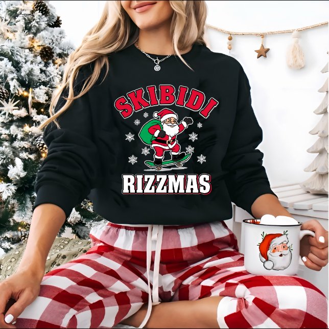 Skibidi Rizzmas Funny Meme Christmas Santa Sweatshirt (Von Creator hochgeladen)