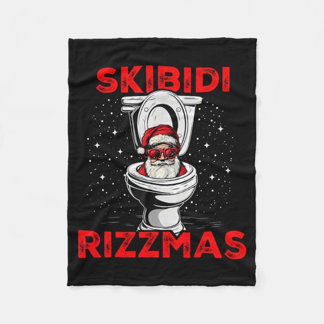 Skibidi Rizzmas Funny Santa Toilet White Elephant  Fleecedecke (Vorderseite)